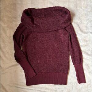 Banana Republic Factory Chunky Burgundy Off-Shoulder Sweater